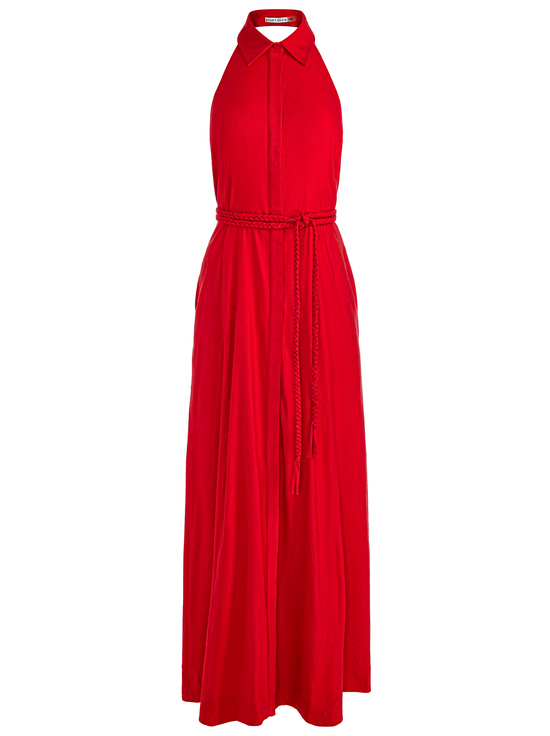 BRIGHT RUBY-CHASSIDY LINEN MAXI DRESS