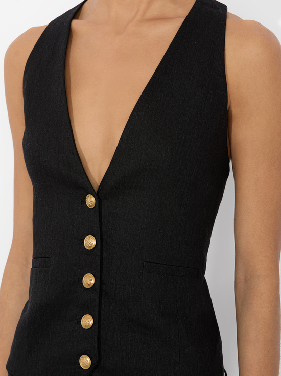 BLACK-MAZIE LINEN VEST