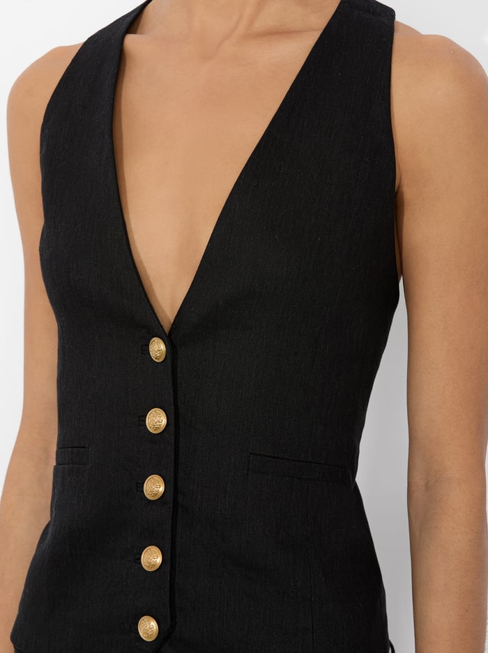 MAZIE LINEN VEST - BLACK image 3 - Alice And Olivia