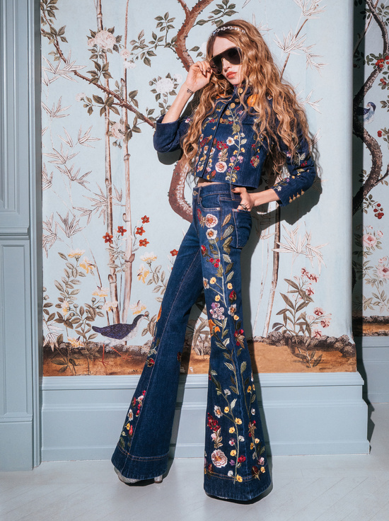 CATHERINE DARK MULTI-BEAUTIFUL EMBROIDERED JEAN