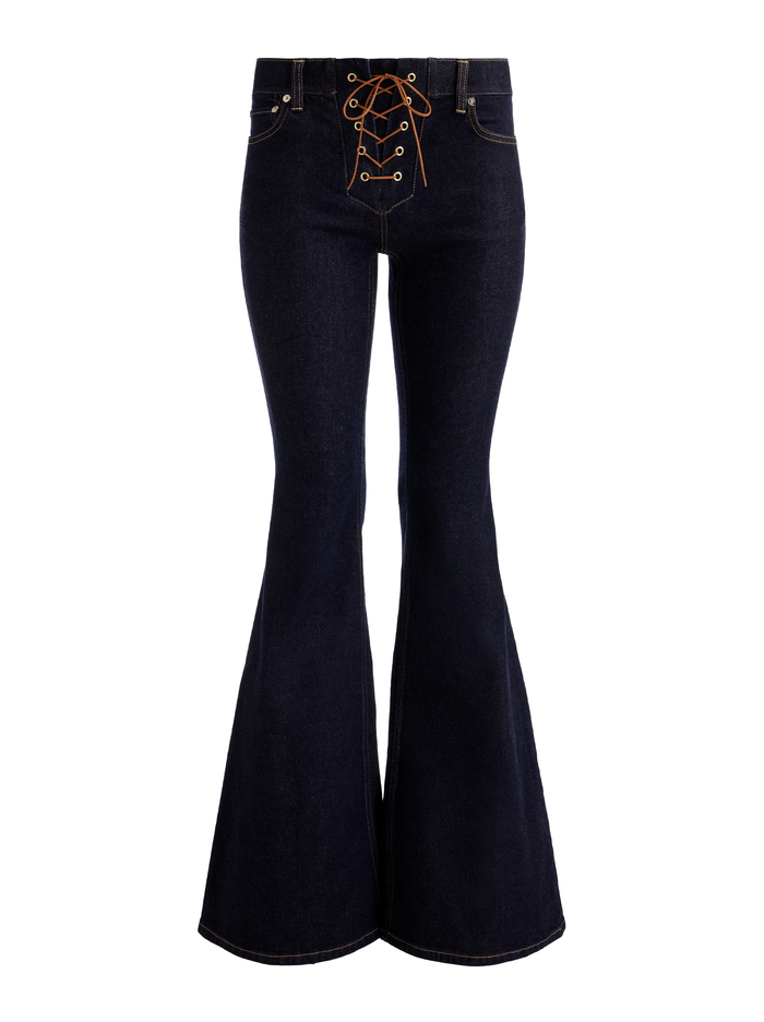 DELILAH LACE UP JEAN - DARK RINSE image 5 - Alice And Olivia