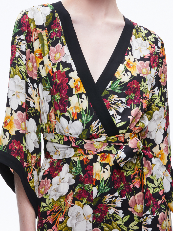 WALDA WRAP FRONT JUMPSUIT - JUNIPER FLORAL BLACK image 3 - Alice And Olivia