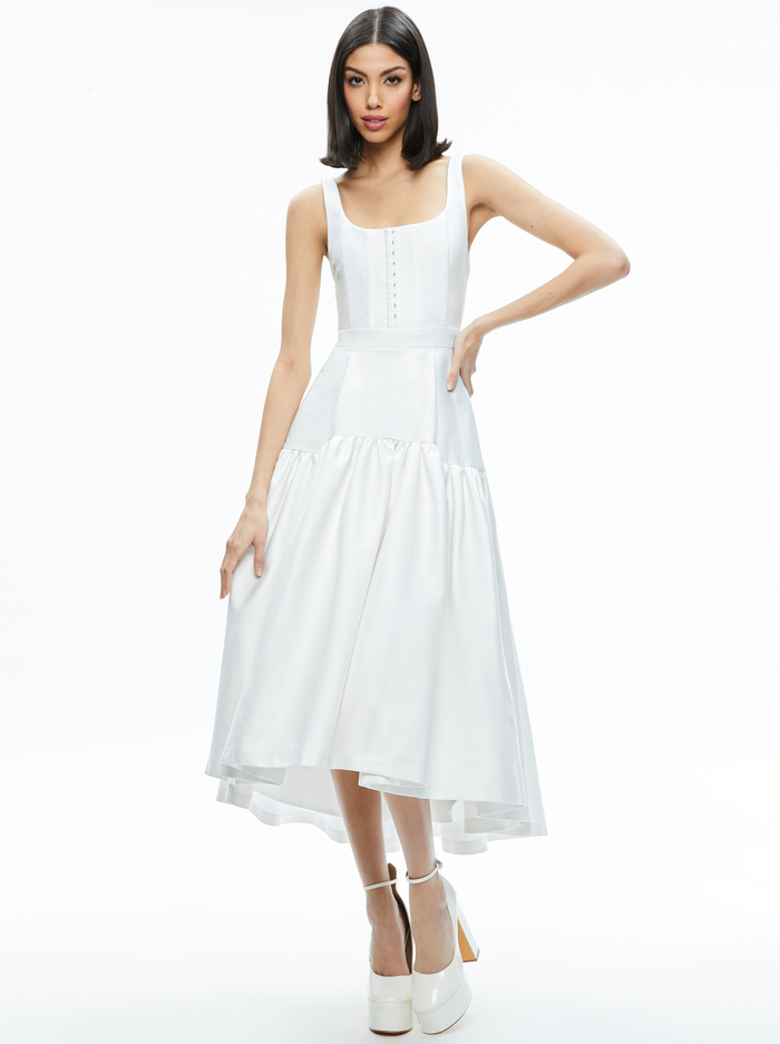 DIANA SLEEVELESS STRUCTURED MIDI DRESS - OFF WHITE image 3 - Alice And Olivia