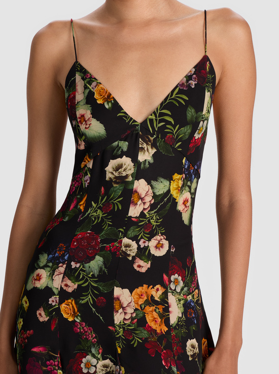 MAGIC GARDEN BLACK-JULIETTA MINI SLIP DRESS