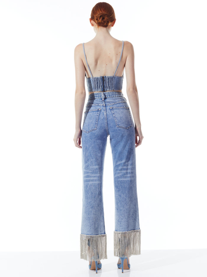 CARLI DENIM BRA TOP - ROCKSTAR BLUE image 1 - Alice And Olivia