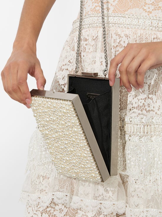 OFF WHITE-KAYLA EMBELLISHED CLUTCH