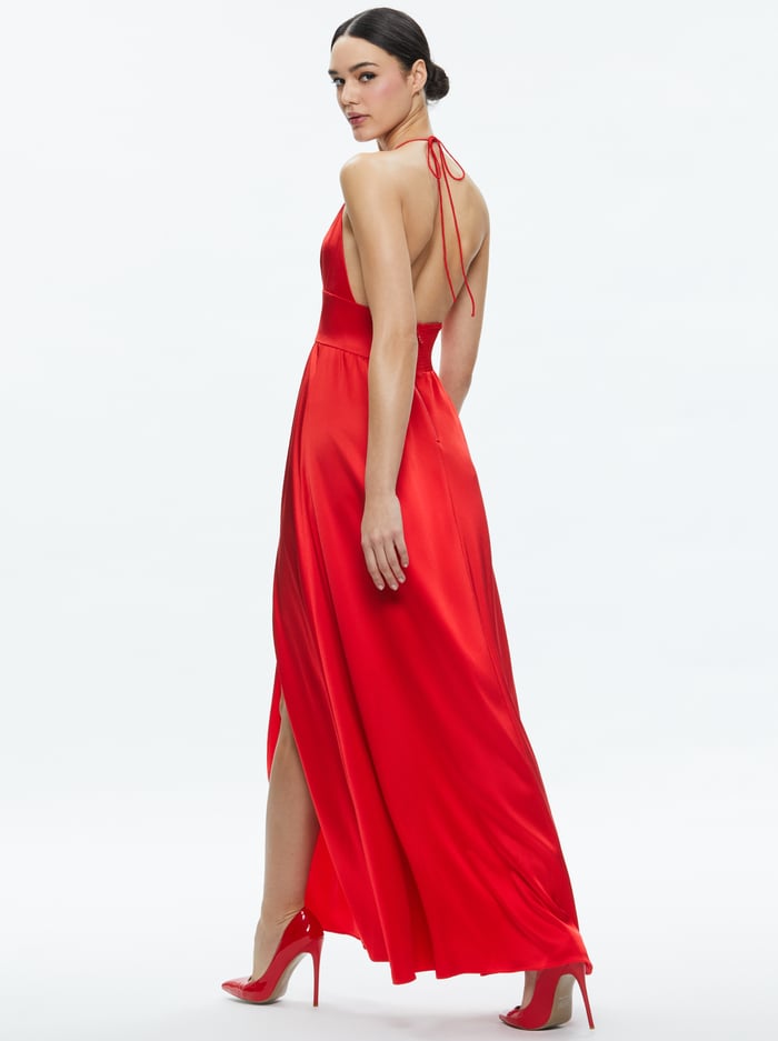 HANNAH HALTER MAXI DRESS - BRIGHT RUBY image 2 - Alice And Olivia