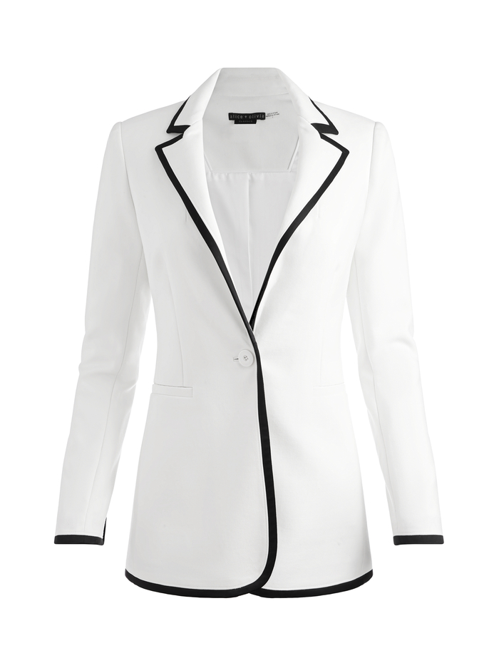 BREANN CONTRAST TRIM BLAZER - OFF WHITE/BLACK image 5 - Alice And Olivia