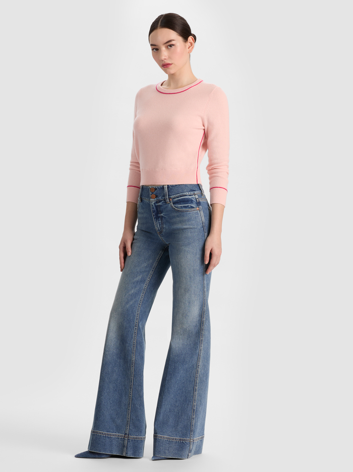CAROLANN CASHMERE SHRUNKEN PULLOVER - ENGLISH ROSE/DEEP PINK image 4 - ALICE + OLIVIA
