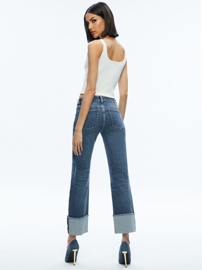 ABILENE LOW RISE CUFFED JEAN - LOLA BLUE image 1 - Alice And Olivia