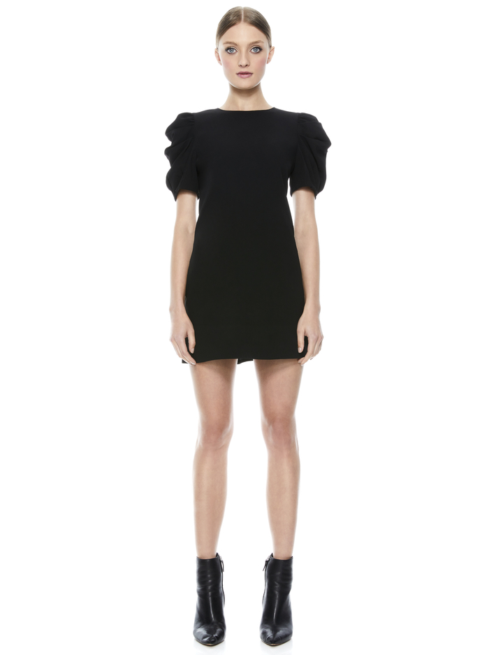 HANITA PUFF SLEEVE SHIRT DRESS - BLACK image 4 - Alice And Olivia