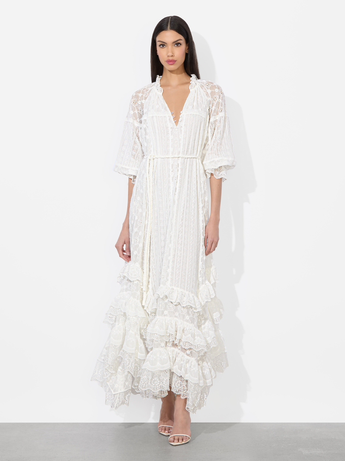 ALYCEN EYELET MAXI DRESS - OFF WHITE image 3 - Alice And Olivia