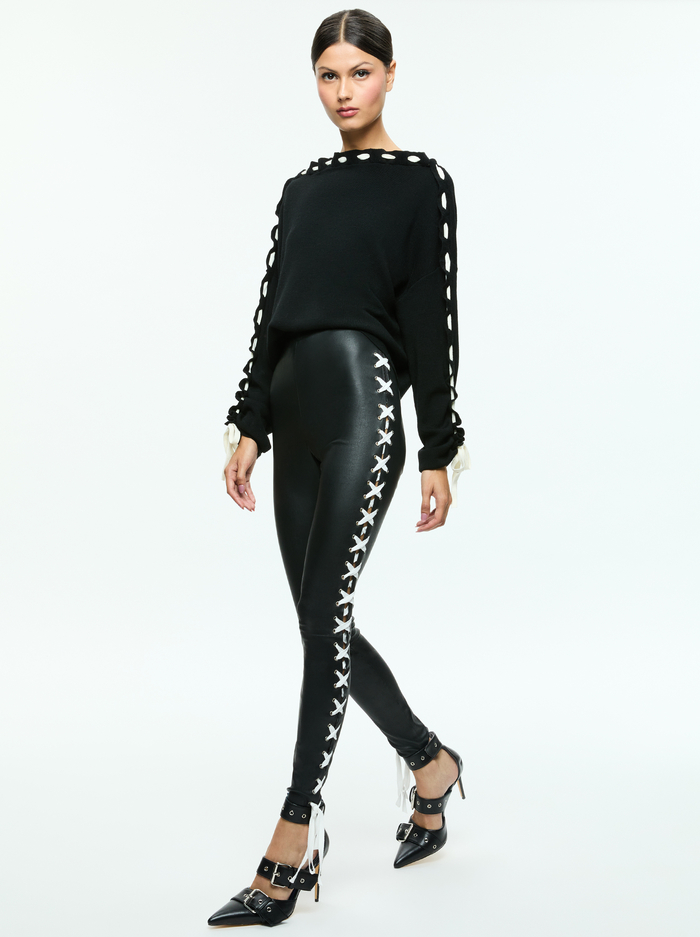 CALANDRA PULLOVER - BLACK/ECRU image 4 - Alice And Olivia