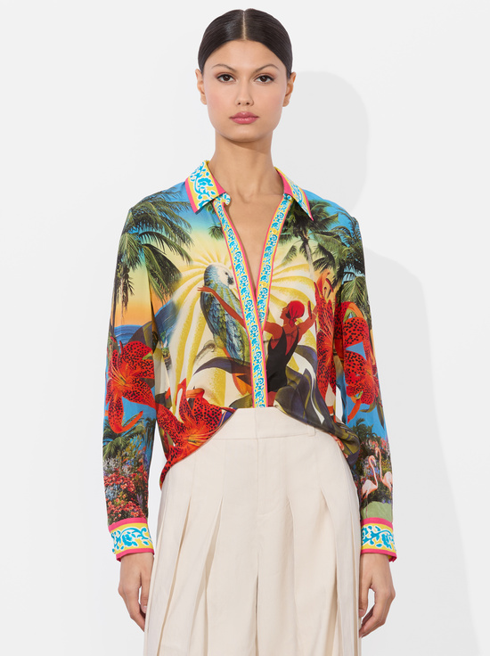 ISLAND DREAMS MULTI-WILLA SILK BLOUSE