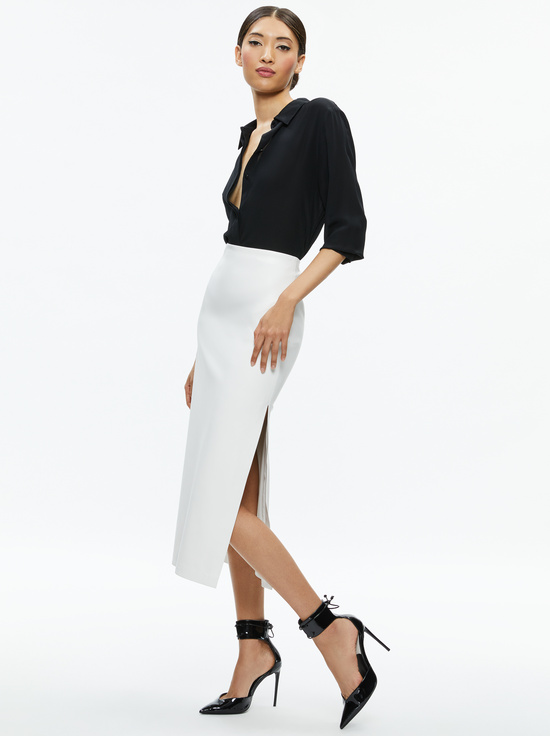 OFF WHITE-MAEVE VEGAN MIDI SKIRT
