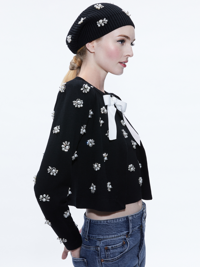 CHIRA SLOUCHY EMBELLISHED HAT - BLACK - Alice And Olivia