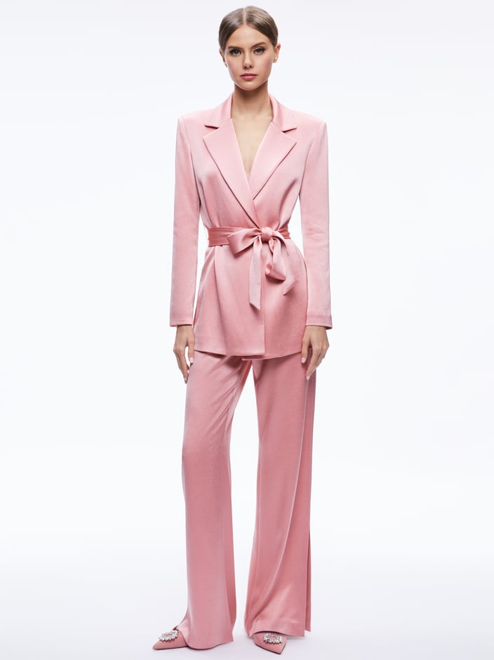 KARLEY WRAP BLAZER + JC WIDE LEG SIDE SLIT PANT - 