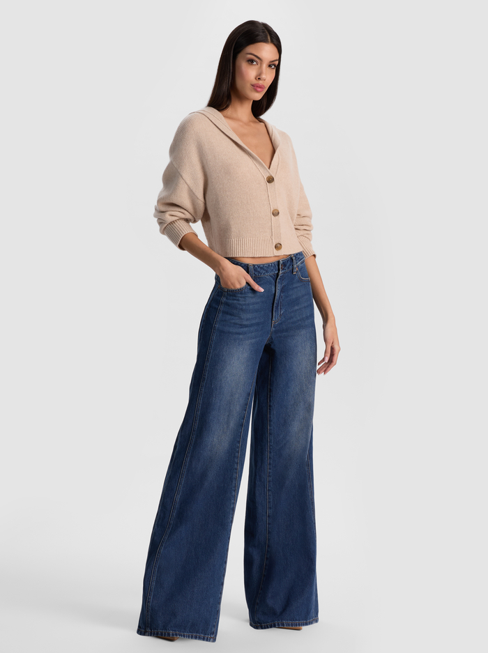 COREY HOODED CASHMERE CARDIGAN - OATMEAL HEATHER image 4 - ALICE + OLIVIA