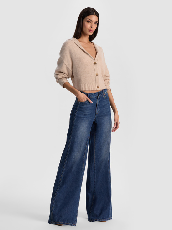 OATMEAL HEATHER-COREY HOODED CASHMERE CARDIGAN