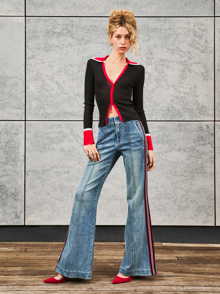 DYLAN STRIPED JEAN - ALBERTINE BLUE image 6 - Alice And Olivia