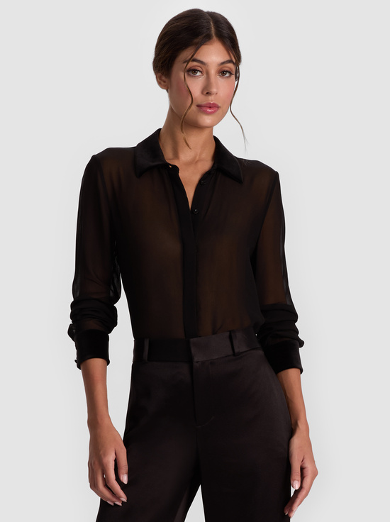 BLACK/BLACK-WILLA COMBO BLOUSE