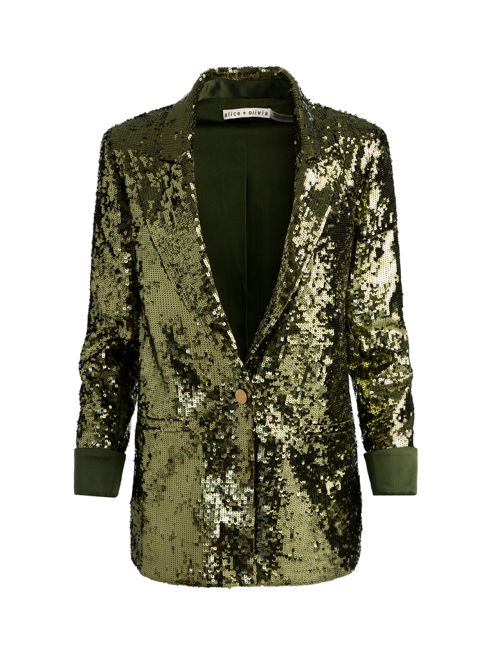 QUINCY SEQUIN BLAZER - DARK OLIVE image 6 - ALICE + OLIVIA