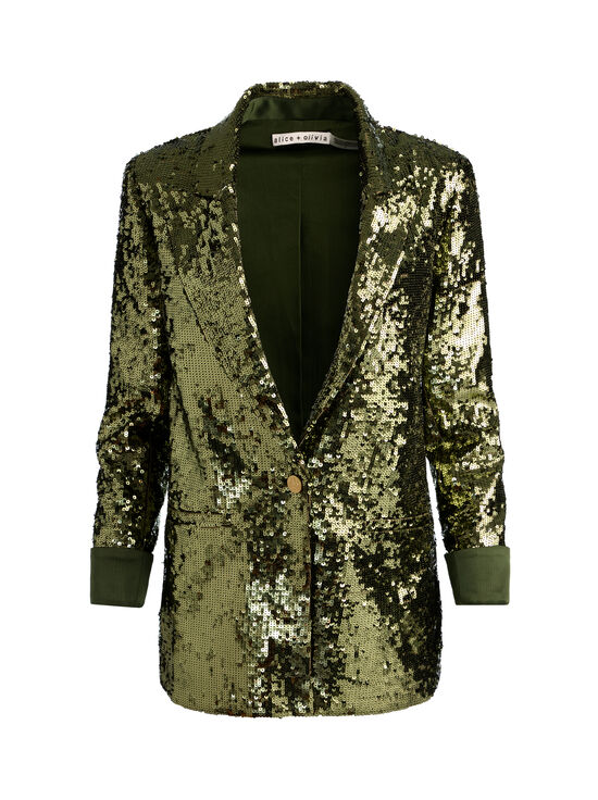 DARK OLIVE-QUINCY SEQUIN BLAZER