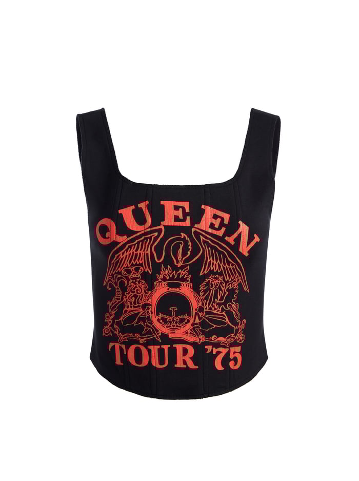 BRESLIN BAND TEE CORSET - BLACK/BRIGHT RUBY image 5 - Alice And Olivia