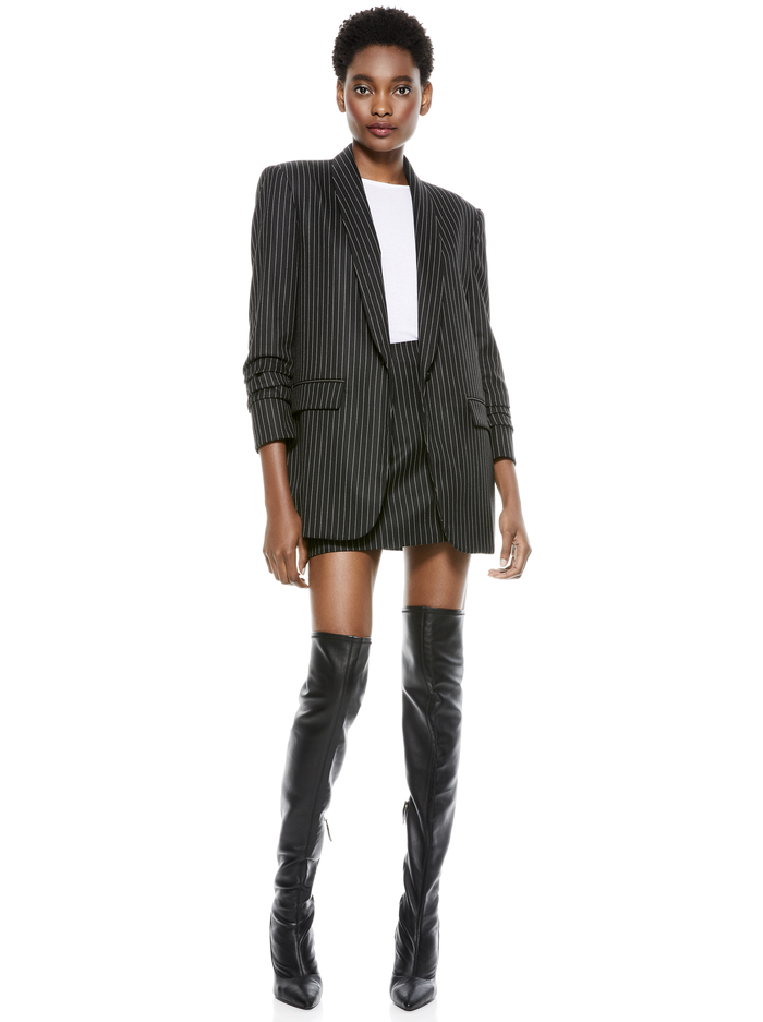 DARMA HIGH WAISTED MINI SKIRT  - PINSTRIPE image 4 - Alice And Olivia