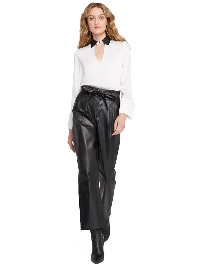 RYAN LEATHER PAPER BAG ANKLE PANT - BLACK image 2 - ALICE + OLIVIA