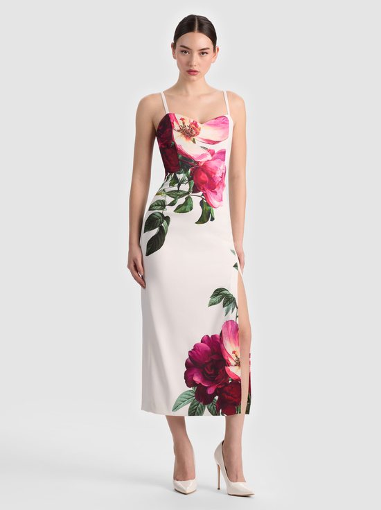 EMPRESS BLOOM OFF WHITE-NINA MIDI DRESS