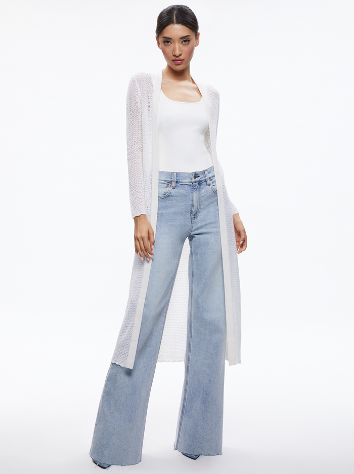 ALAIR POINTELLE SWEATER DUSTER - SOFT WHITE - Alice And Olivia