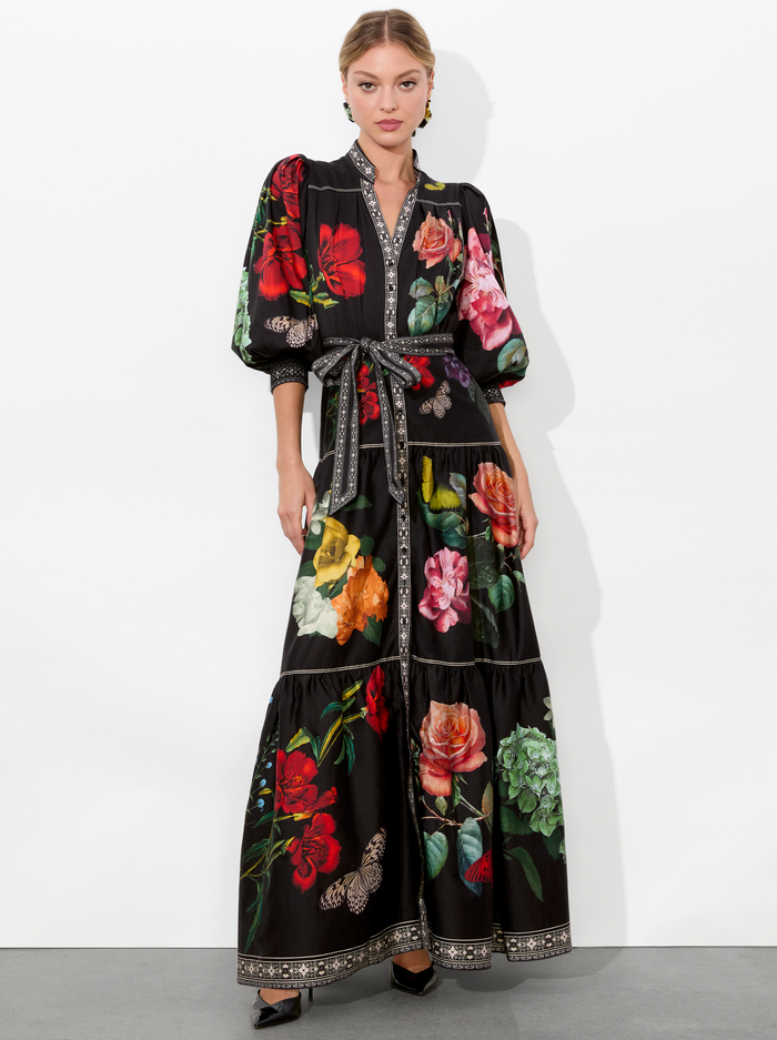 CORA MAXI SHIRT DRESS - IN THE WIND FLORAL - Alice And Olivia