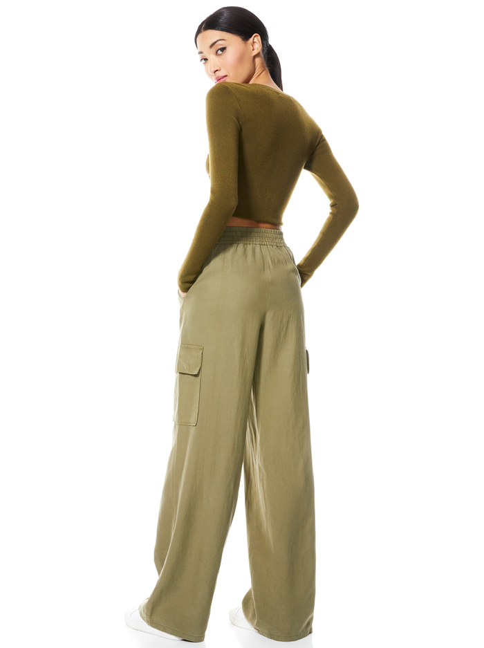 ELDA HIGH WAIST FLARE CARGO PANT - OLIVE image 1 - Alice And Olivia