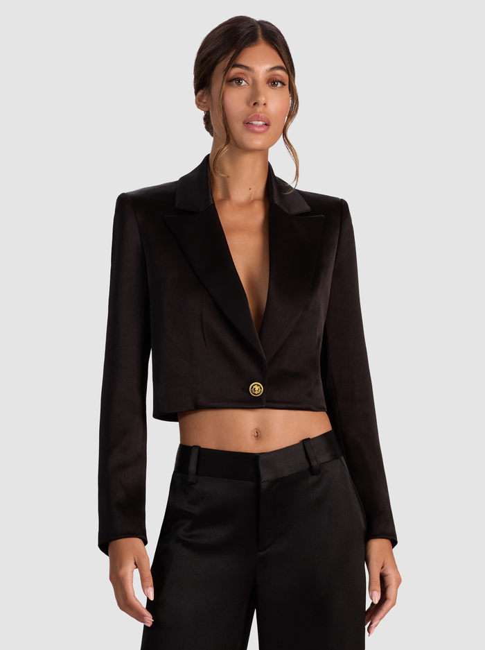 INES CROPPED BOXY BLAZER - BLACK - Alice And Olivia