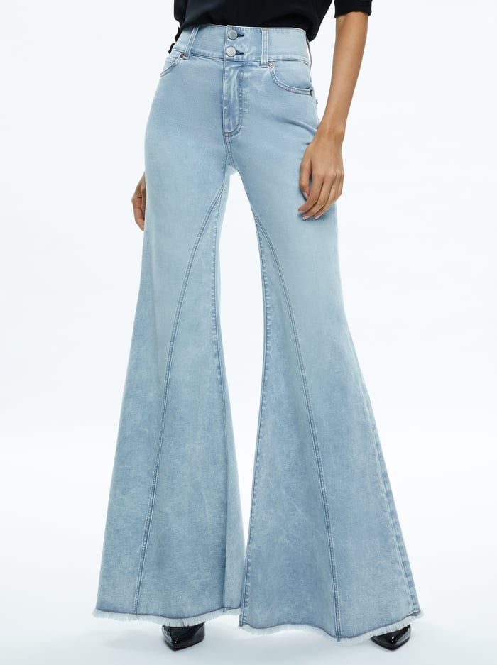 BEAUTIFUL SEAMED WIDE LEG JEAN - BLEACHED LIGHTNING BLUE - Alice And Olivia