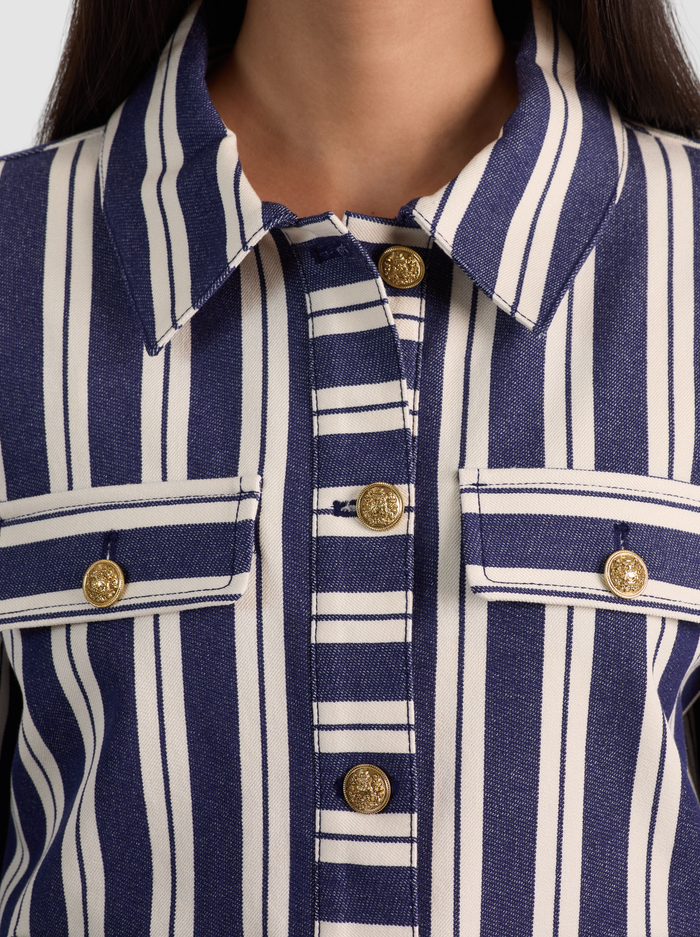 ALEX CROPPED JACKET - METRO STRIPE TWILIGHT BLUE image 4 - ALICE + OLIVIA