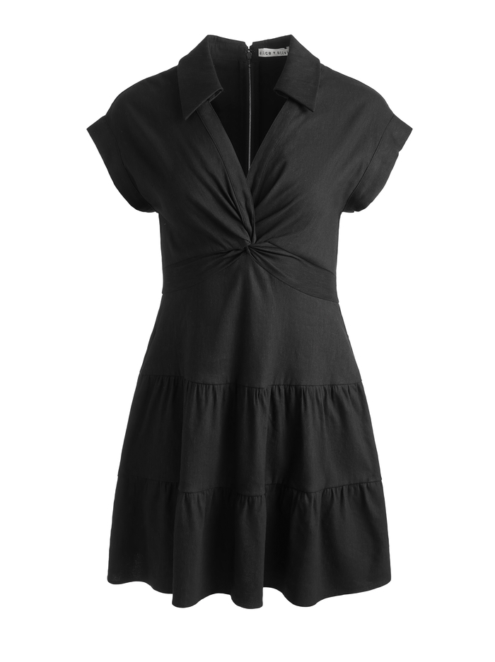 MILA LINEN TWIST FRONT MINI DRESS - BLACK image 5 - Alice And Olivia