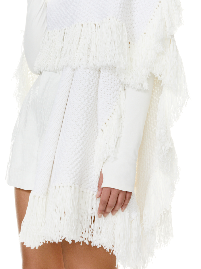 Betsy Poncho With Fringe In Soft White | Alice And Olivia