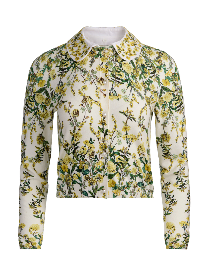 CARSON PRINTED CARDIGAN - FRESH AIR BUTTER image 7 - ALICE + OLIVIA