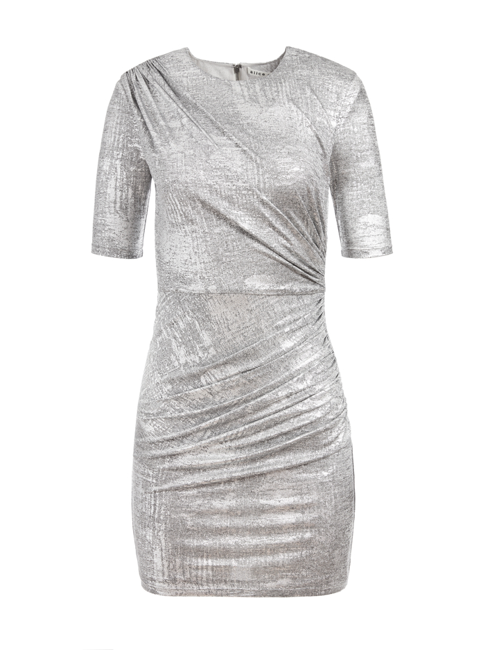 DELORA RUCHED MINI DRESS - SILVER image 5 - Alice And Olivia