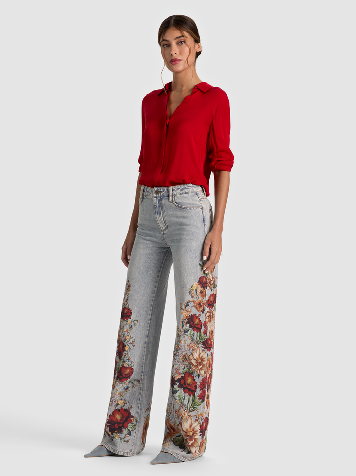CHIC PRINTED JEAN - ROCKSTAR BLUE/FLORAL RADIANCE image 5 - ALICE + OLIVIA