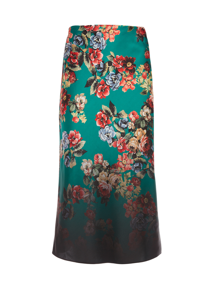 MAEVE FLORAL SLIP SKIRT - CLOUD DANCER DARK TEAL MULTI image 5 - Alice And Olivia