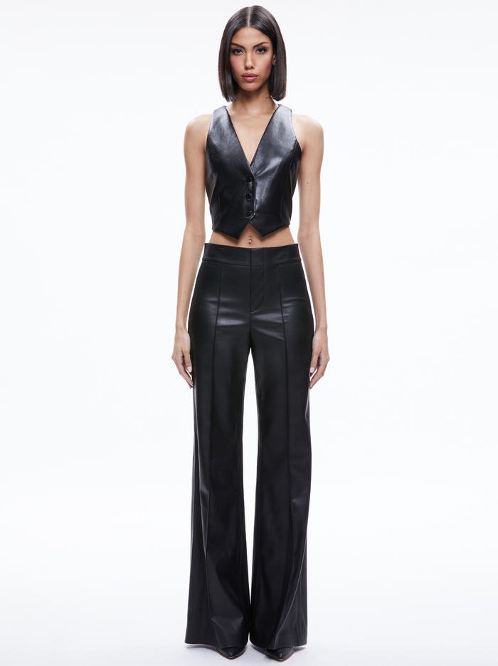 DONNA VEGAN LEATHER VEST - BLACK image 2 - Alice And Olivia