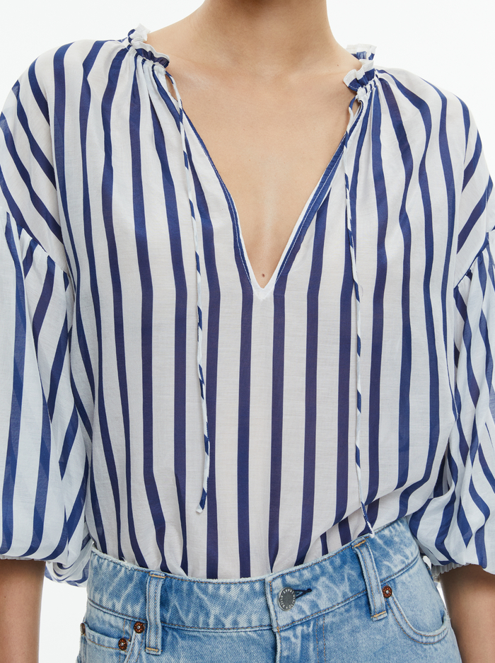 JULIUS STRIPED BLOUSE - ADMIRAL STRIPE INDIGO image 3 - Alice And Olivia
