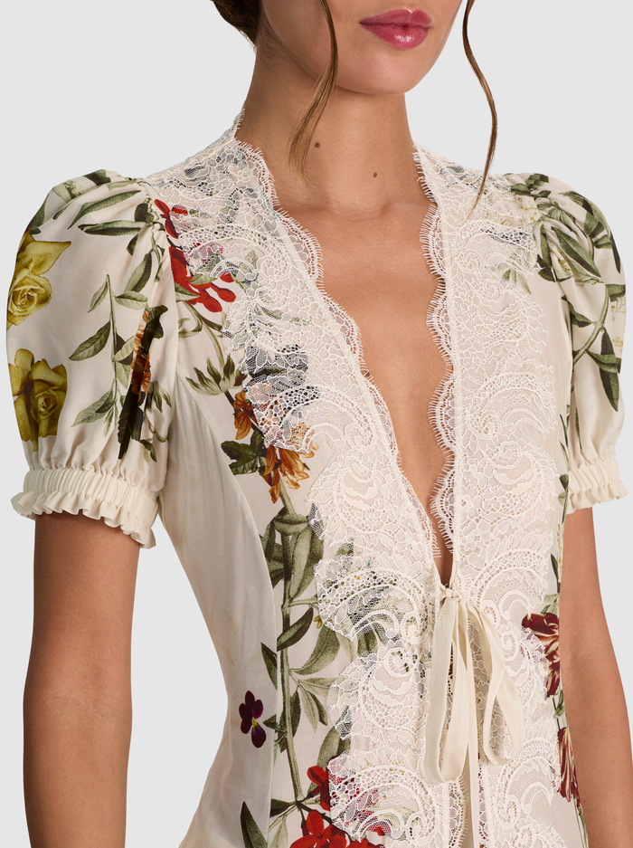 INGRID PUFF SLEEVE ROBE - DESERT SPRIGS VANILLA image 3 - ALICE + OLIVIA