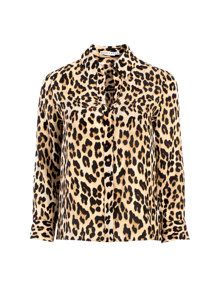 Eloise Button Down Leopard Blouse In Spotted Leopard Multi | Alice And ...