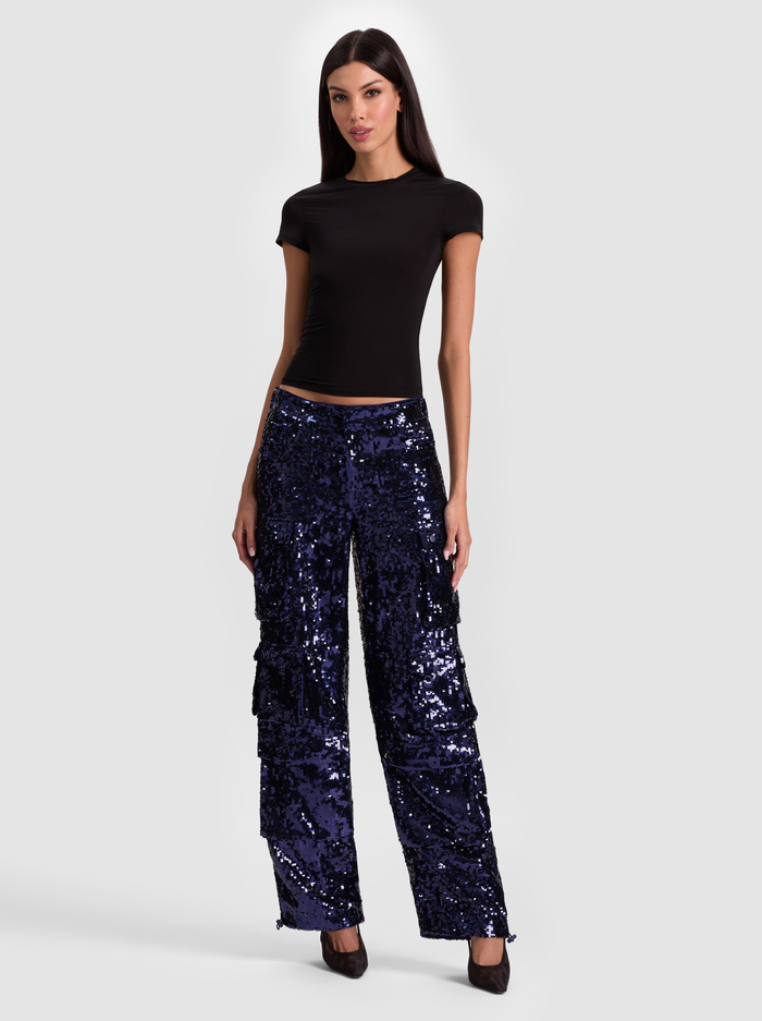 OLYMPIA SEQUIN CARGO PANT - MIDNIGHT BLUE image 5 - Alice And Olivia