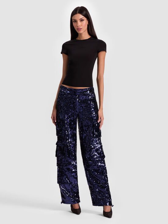 MIDNIGHT BLUE-OLYMPIA SEQUIN CARGO PANT