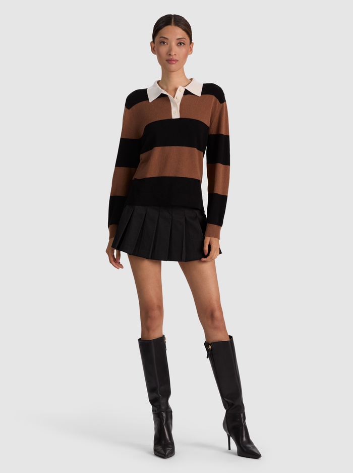 TILLIE CASHMERE POLO - BLACK/CAMEL image 1 - ALICE + OLIVIA
